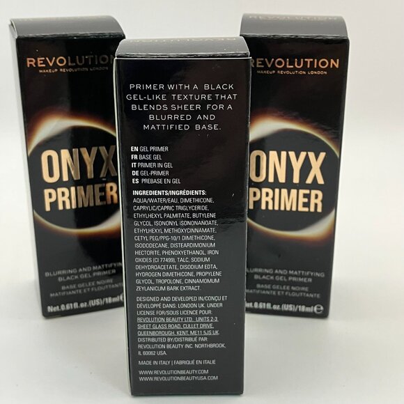 Revolution Onyx Primer Blurring & Mattifying Black Gel Primer 18ml Lot Of 3 Pcs - Picture 2 of 4